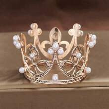 Royal pc Mini Crown Princess Crystal Pearl Headwear A Hair Ornament For WeddingBirthday Party Cake Decoration Tiaras | SHEIN