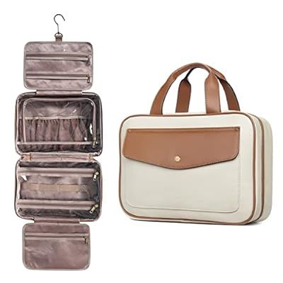 CLUCI Toiletry Bag Travel Bag with Hanging Hook Leather Makeup Cosmetic… | Amazon (US)
