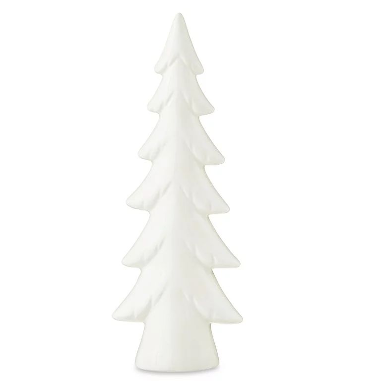 8.25 in Ceramic Holiday Tree Tabletop Décor, White, by Holiday Time | Walmart (US)