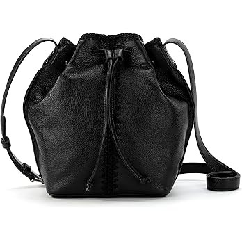 The Sak Womens Ivy Leather Drawstring Bucket, Black, One Size US | Amazon (US)