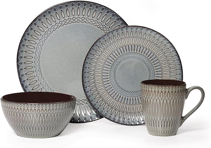 Gourmet Basics by Mikasa Broadway 16-Piece Stoneware Dinnerware Set, Assorted | Amazon (US)