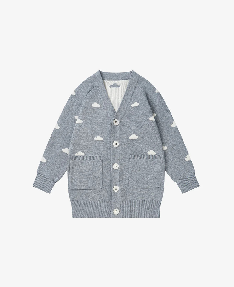 Cotton Knit Longline Cardigan - Mist | Petite Revery