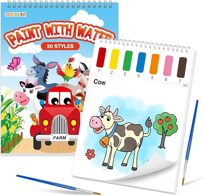 SOCOLER Paint with Water Coloring Books for Toddlers,Mess Free Watercolor Painting Papers for Kid... | Amazon (US)
