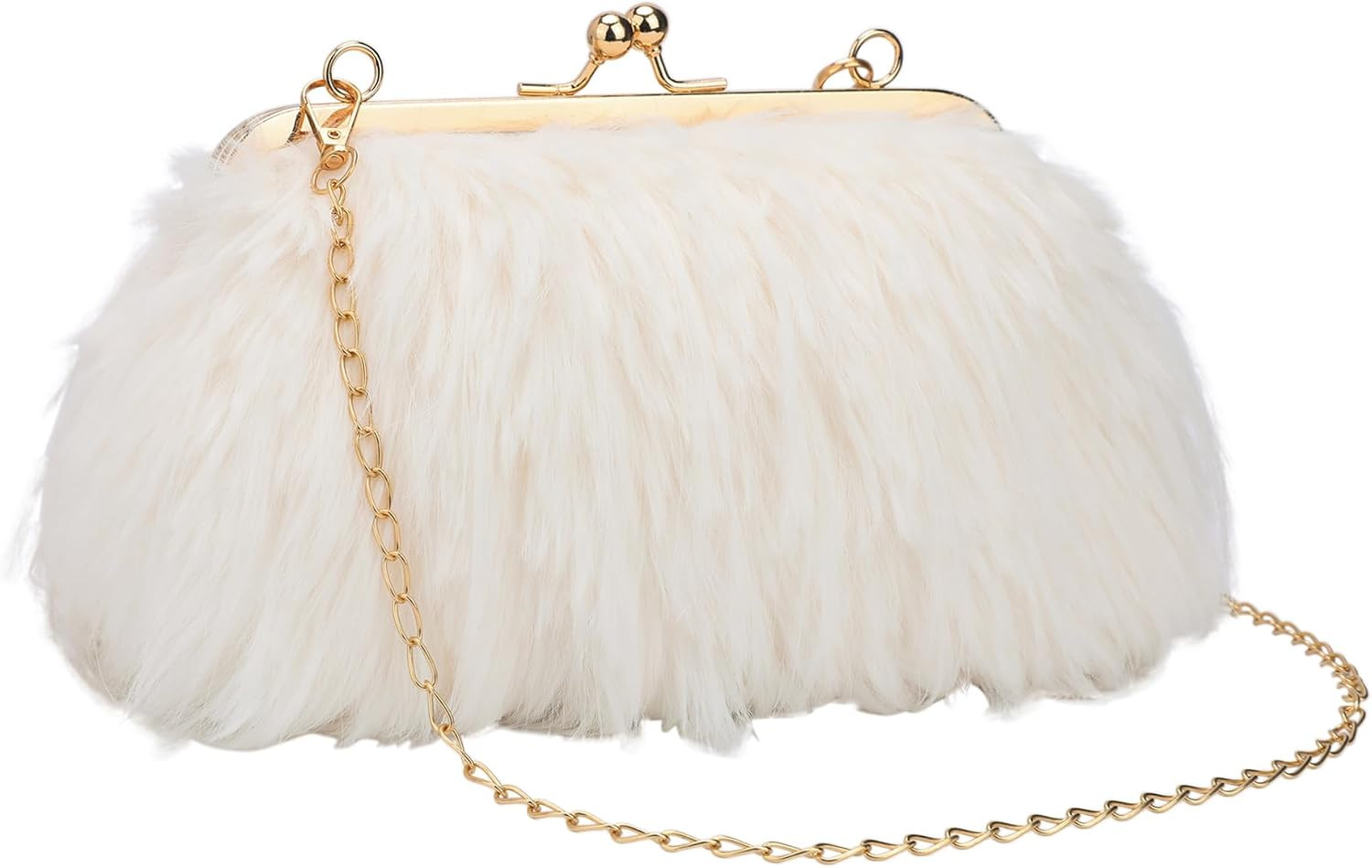 Perphy Women Fluffy Feather Pearl Crossbody Clutch Purse Handbag with Chain | Amazon (UK)