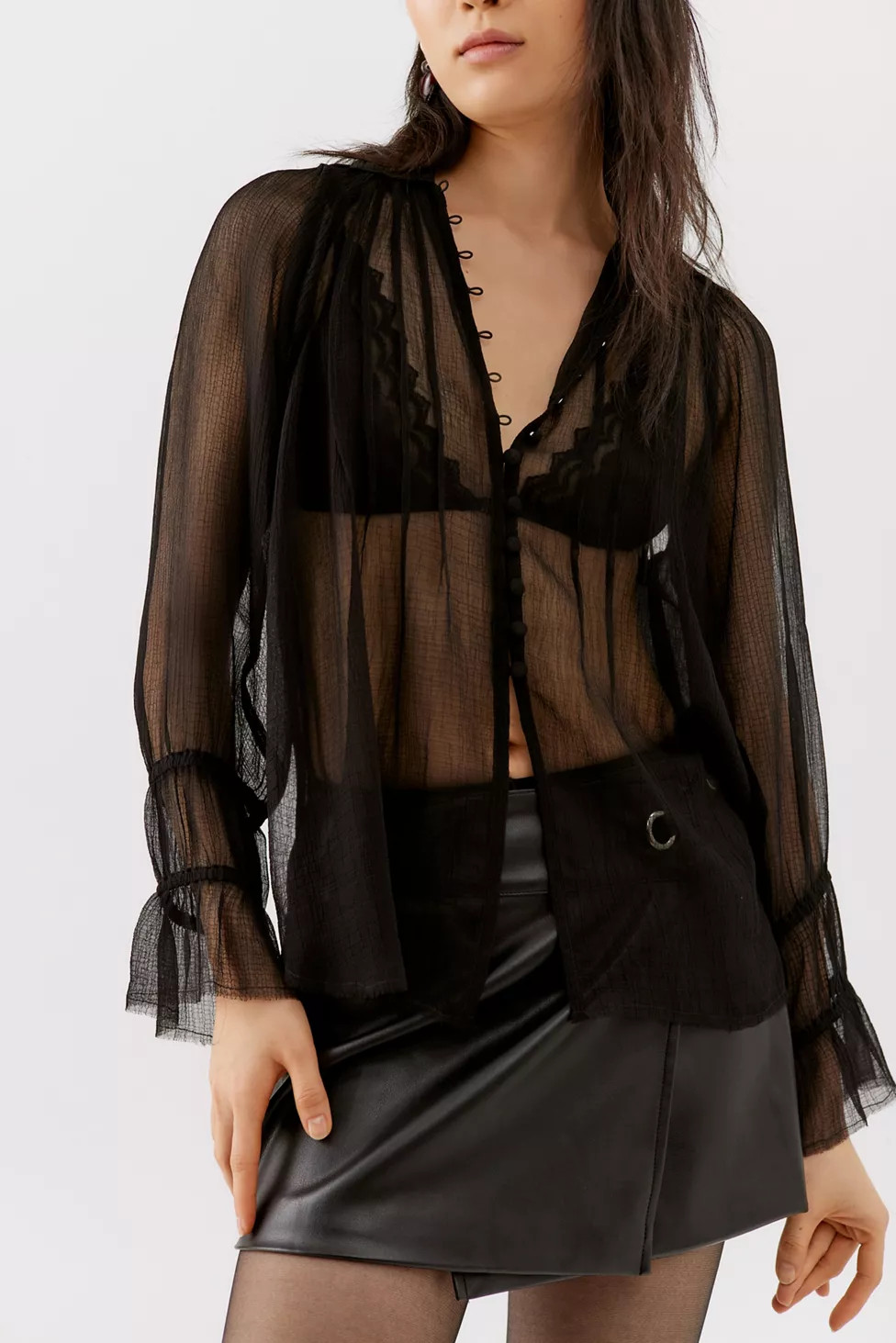 UO Dion Sheer Chiffon Top | Urban Outfitters (US and RoW)