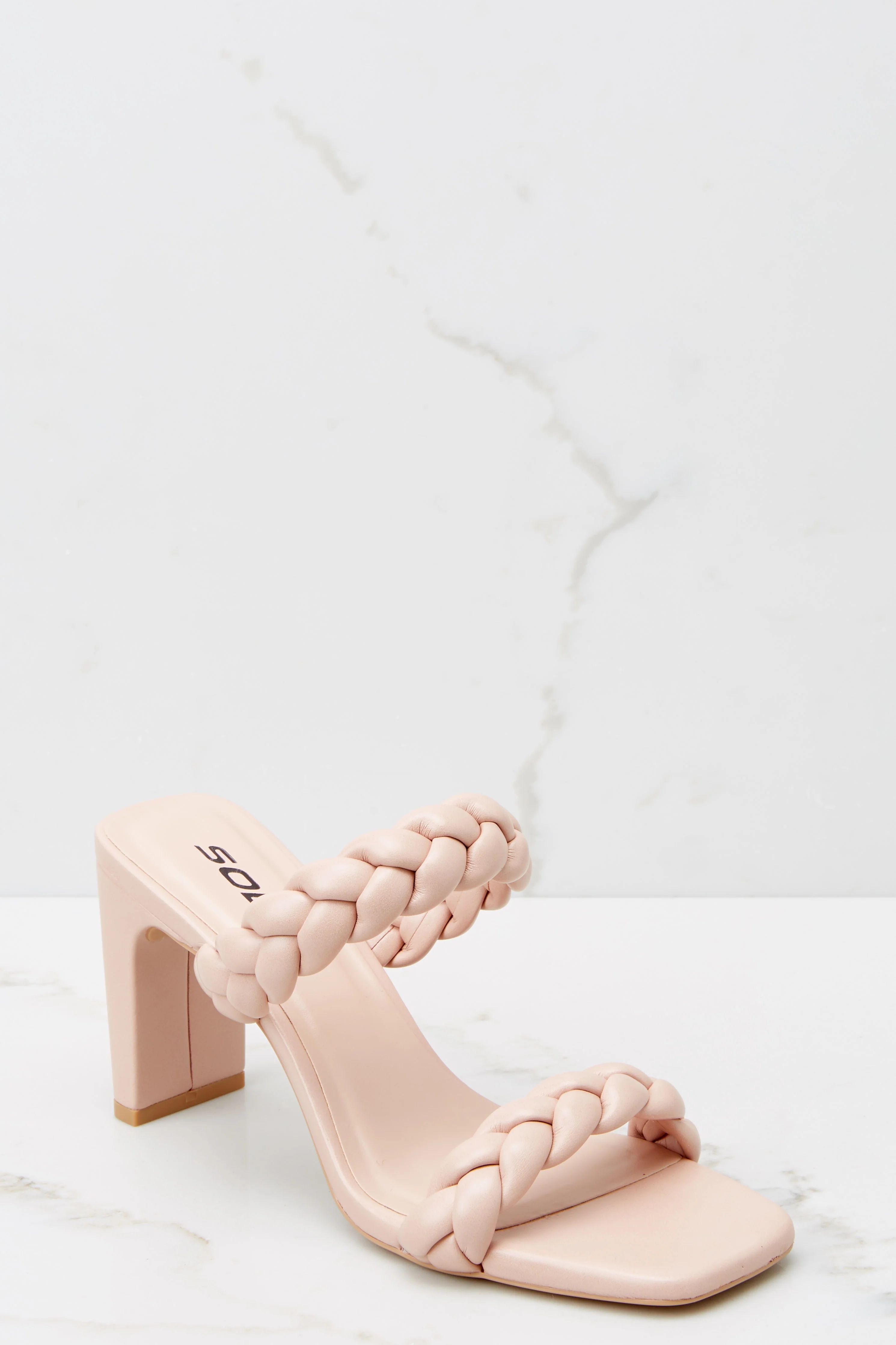 The Final Step Nude Blush Braided Heels | Red Dress 