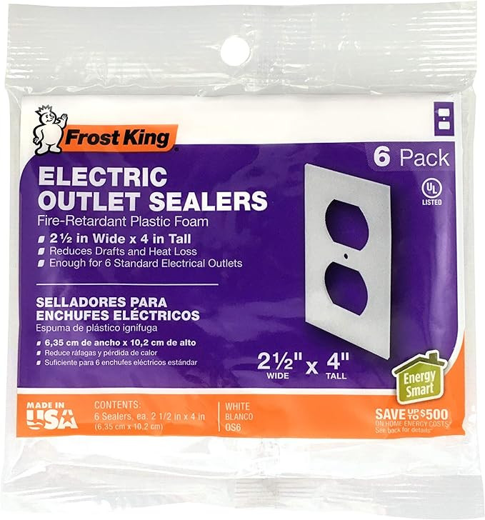 Frost King OS6H Foam Outlet and Switch Sealers, White, 2-1/2" x 4" | Amazon (US)