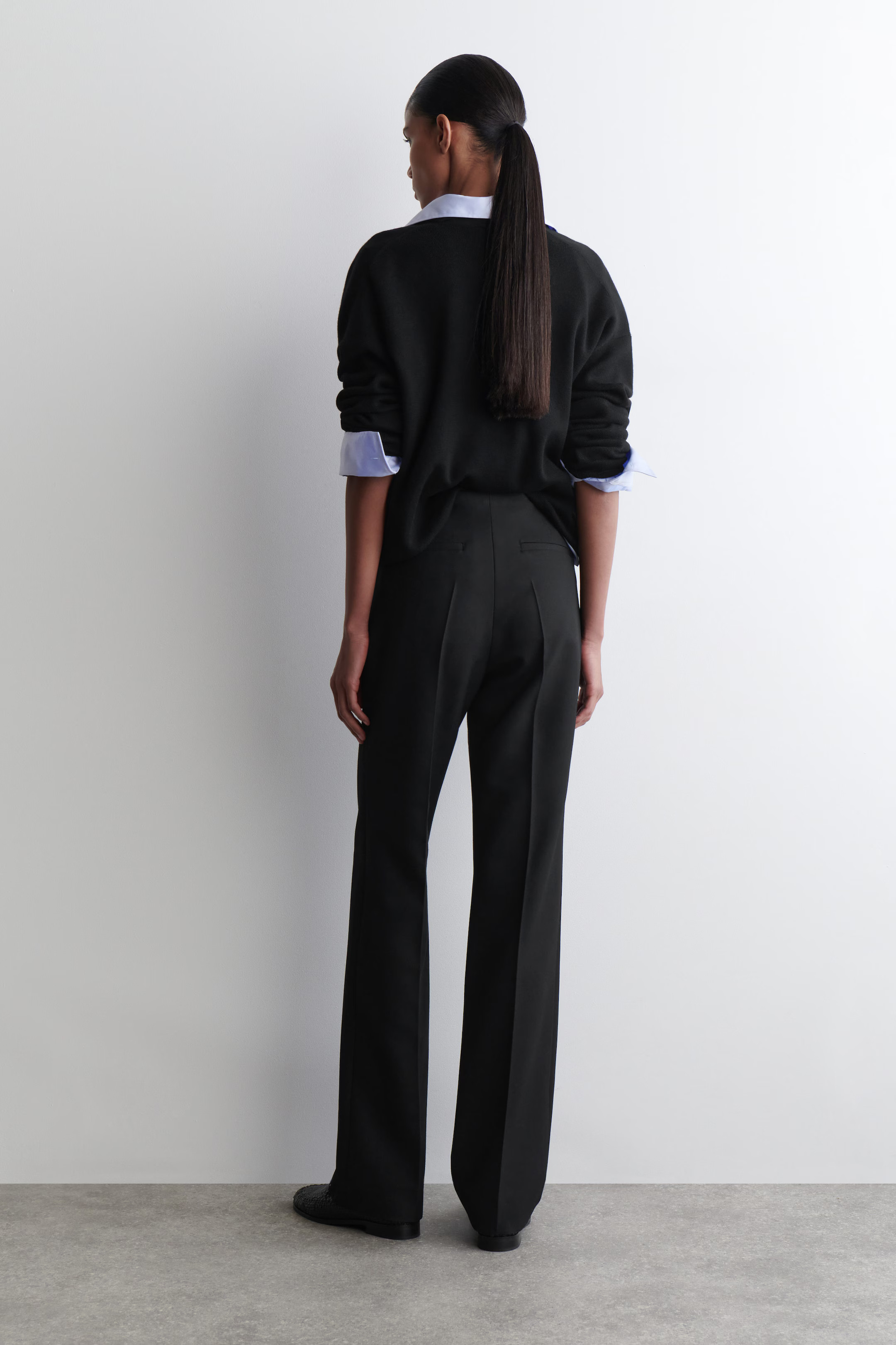 TAILORED WOOL-BLEND TROUSERS - BLACK | COS GB | COS UK