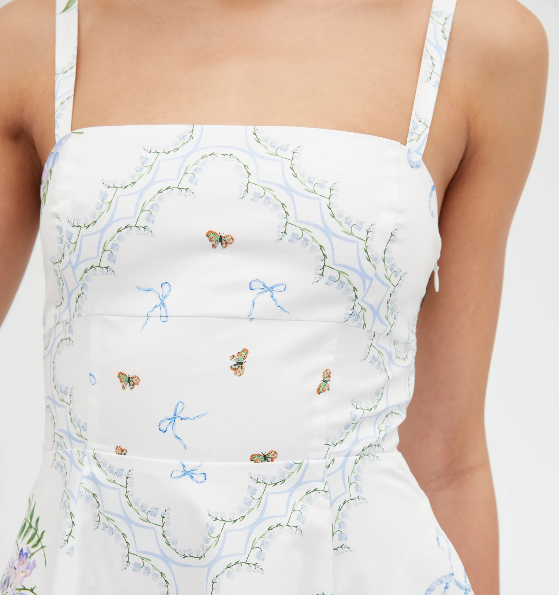 The Margot Mini Dress - White Floral Patchwork | Hill House Home