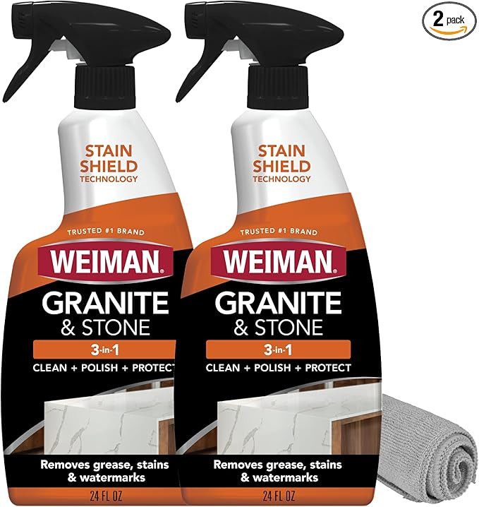 Weiman Granite and Stone Cleaner 3-in-1, Removes Grease, Stains & Watermarks, Streak-Free Formula... | Amazon (US)