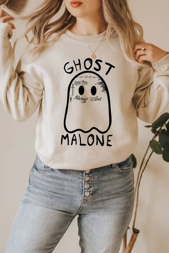 Ghost Malone Sweatshirt Halloween Sweatshirt Cute Ghost - Etsy | Etsy (US)