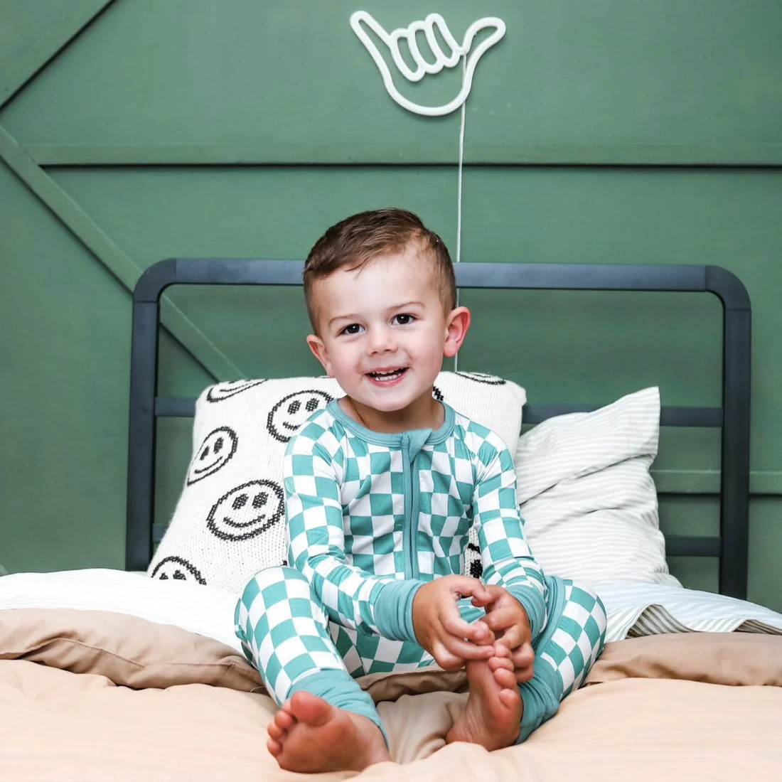 ZIP ROMPER - Sage Check | millie + roo