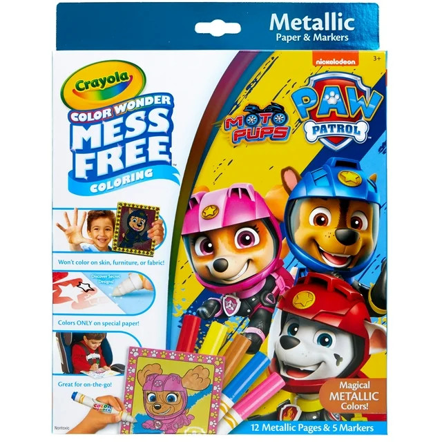 Crayola Paw Patrol Color Wonder Metallic Mess Free Coloring Set, 12 Pages, Gift, Beginner Child | Walmart (US)