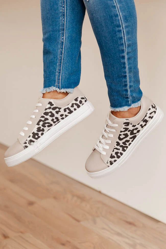 Dottie Taupe Leopard Print Sneakers | Pink Lily