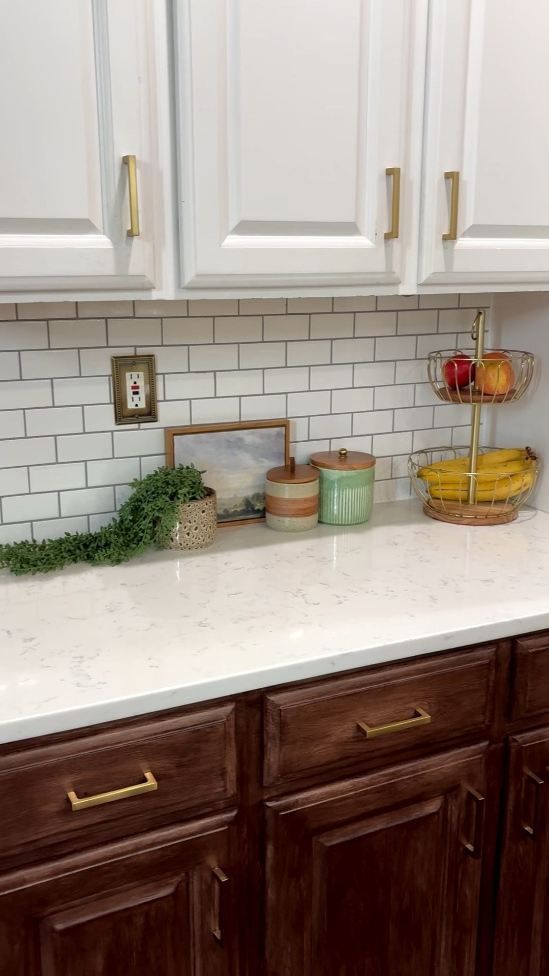 Our kitchen refresh is loading 🙌🏽. Taking our all white kitchen to now include liquid wood and a warm brown stain on the lower cabinets, plus all new gold hardware-  is truly creating a whole new vibe!

#LTKHome #LTKmomlife