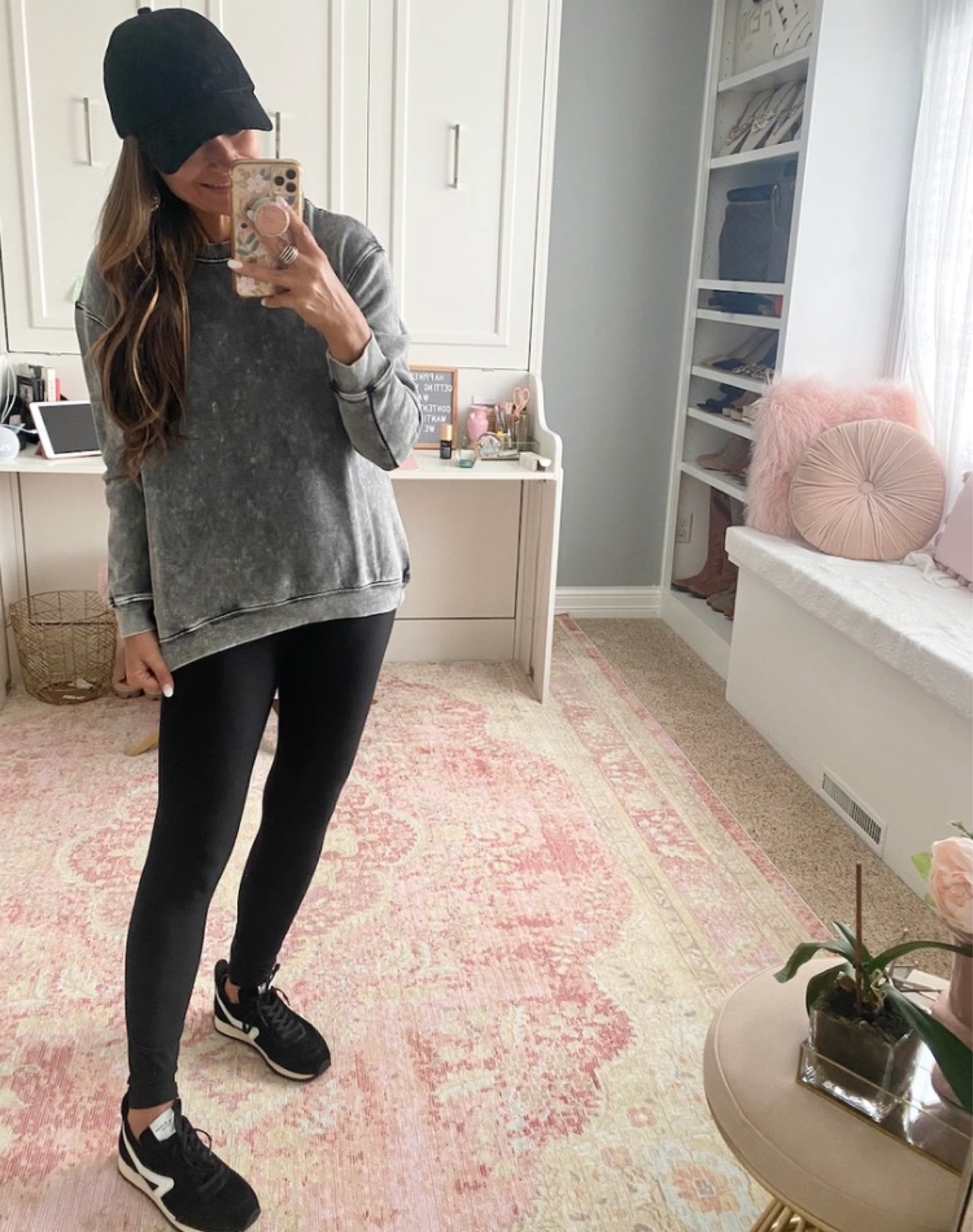 Casual outfit for fall - Everything is true to size. Wearing a small in the sweatshirt and leggings. 