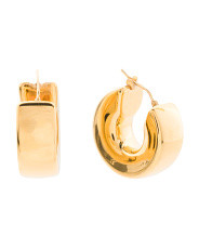 Made In Italy 14k Gold Shiny Bold Squared Edge Hoop Earrings | TJ Maxx