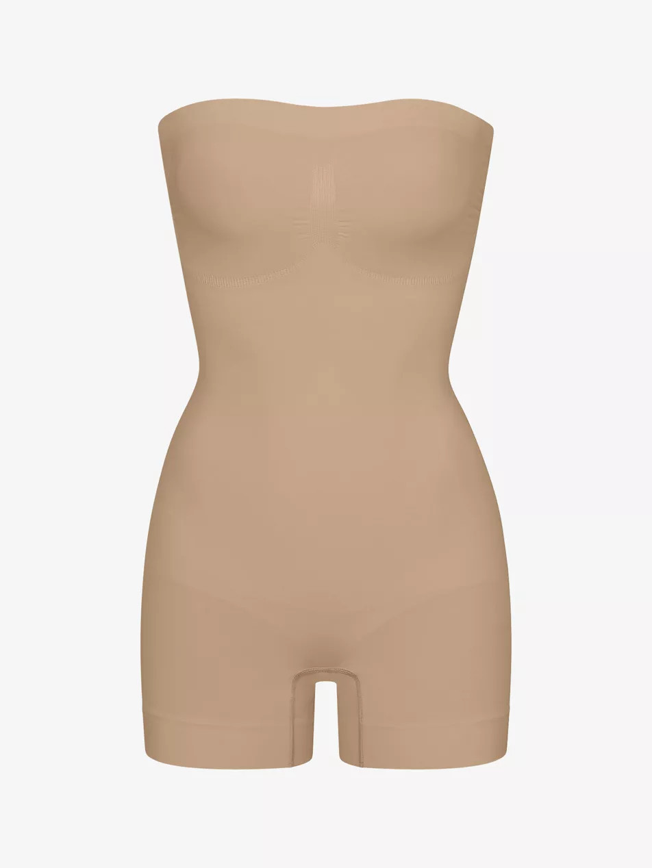 Sculpt strapless ruched stretch-woven body | Selfridges