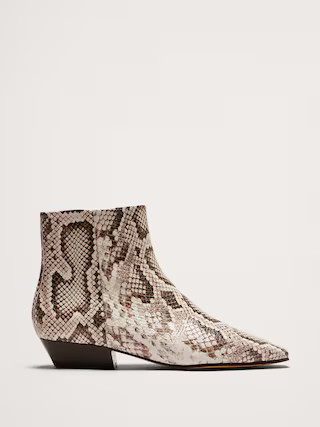 Italian Snake-Print Leather Ankle Boot | Banana Republic (US)