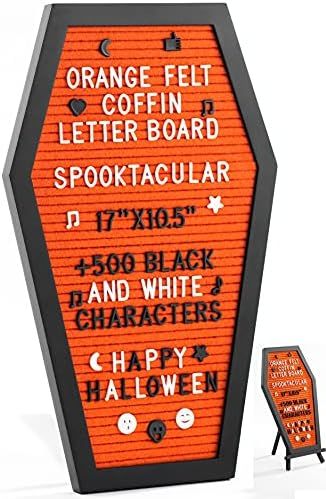 Amazon.com : Nomnu Orange Felt Coffin Letter Board - Halloween Decor Message Board - Spooky Gothi... | Amazon (US)