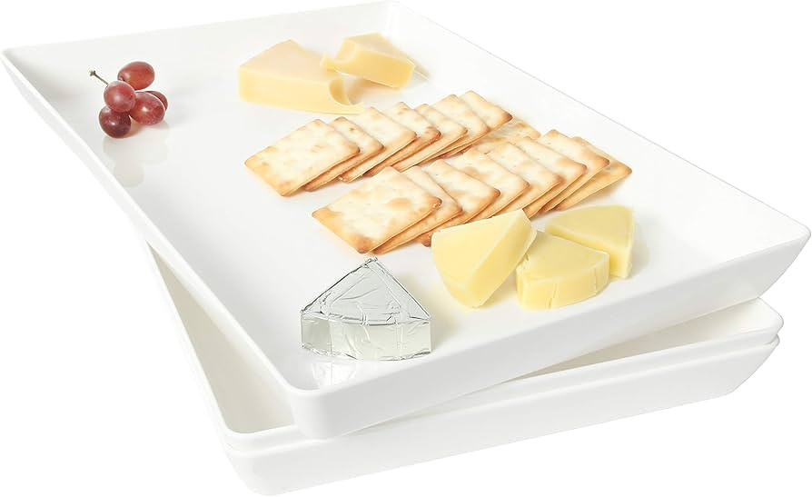 Youngever 3 Pack Plastic Serving Trays, Serving Platter for Parties, Sturdy ABS Material, 15 inch... | Amazon (CA)