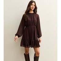 Women's Brown Chiffon Tiered Mini Dress New Look | New Look (UK)