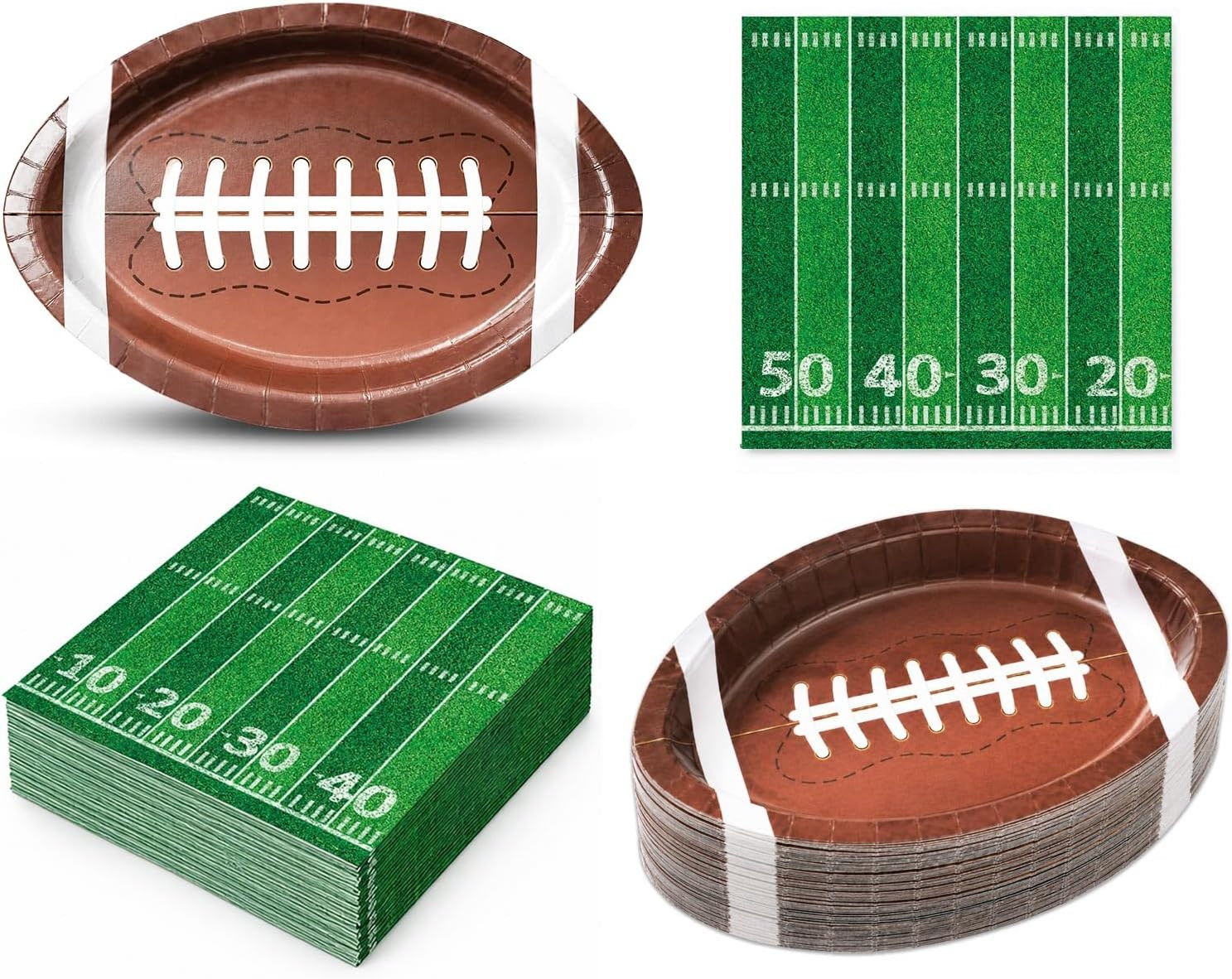 Football Party Decorations, 50 PCS Football Plates and Napkins Set, 25 Football Shaped Paper Plates 10 x 6.5 Inch and 25 Football Napkins for Game Day Birthday Party Supplies | Amazon (US)