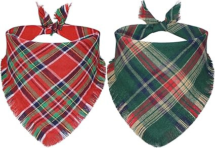 STMK 2 Pack Christmas Dog Bandanas with Tassels Edges, Multi Size Dog Christmas Bandana Scarf, Pr... | Amazon (US)