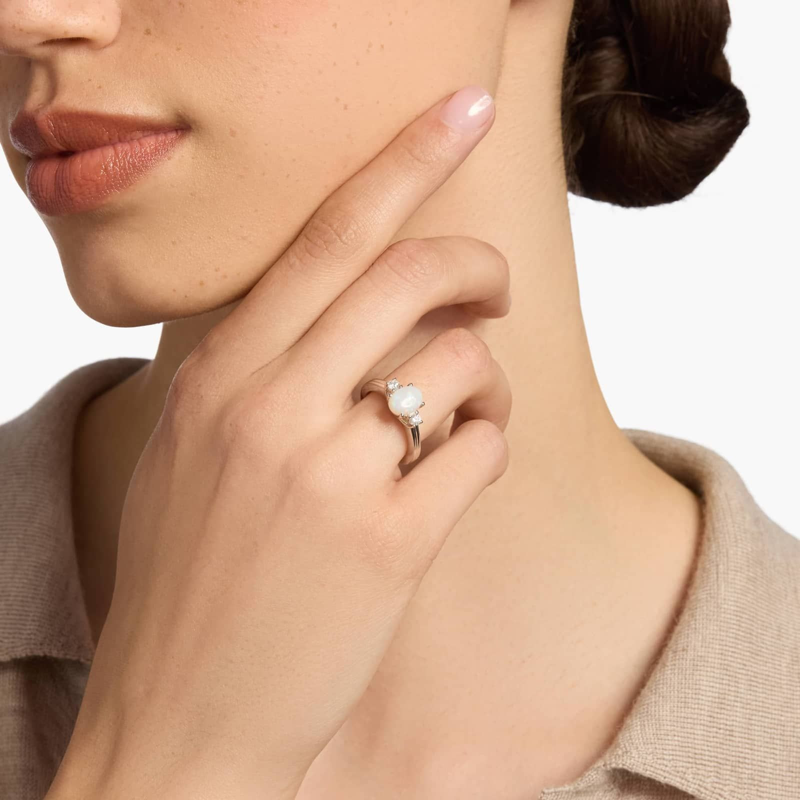 Opal and Diamond Ring in 18k White Gold (8x6mm) | Blue Nile