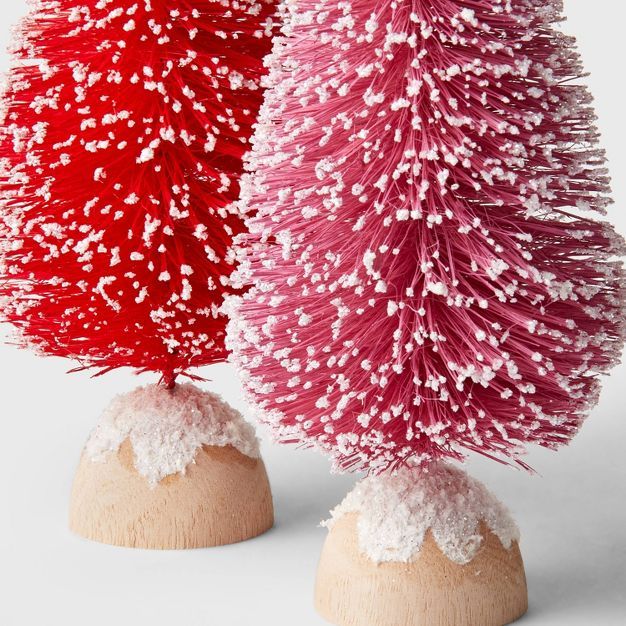 2pc 6&#34; Decorative Sisal Bottle Brush Tree Set Pink/Red - Wondershop&#8482; | Target