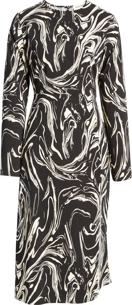 Marbled Long Sleeve Midi Dress | Nordstrom