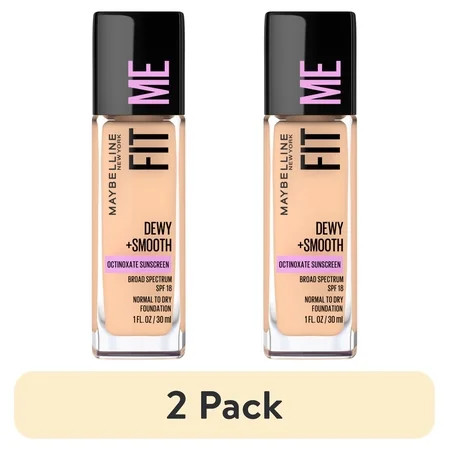 (2 pack) Maybelline Fit Me Dewy + Smooth Liquid Foundation Makeup with SPF 18, Classic Ivory, 1 fl. oz. | Walmart (US)