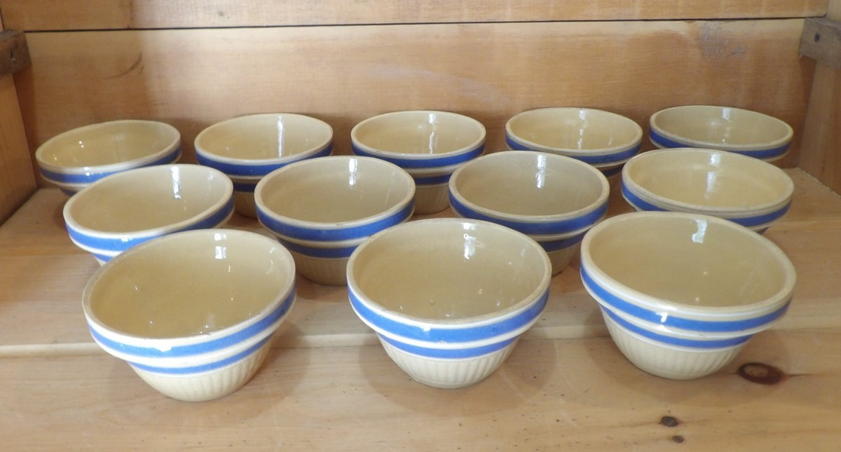 1 Blue & White Striped Yellowware Bowl. 4\u00bd"W x 2\u00bd"H. | eBay | eBay US