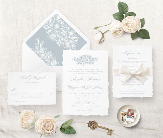 Floral Botanical Wedding Invitation Template, Elegant Calligraphy Invitation Suite, Printable Env... | Etsy (US)