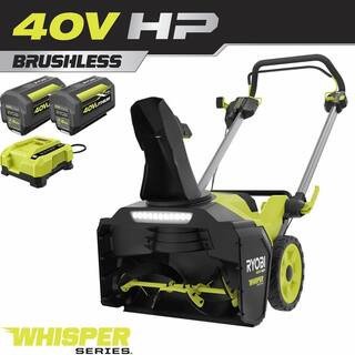 40V HP Brushless Whisper Series 21 in. Single-Stage Cordless Battery Snow Blower with (2) 7.5 Ah ... | The Home Depot