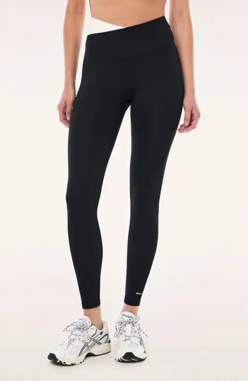 P.E Nation Wander Crossover Leggings in Black/whisper White at Nordstrom, Size Large | Nordstrom