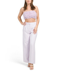 Faux Feathers Crop Top And Pants Set | Marshalls