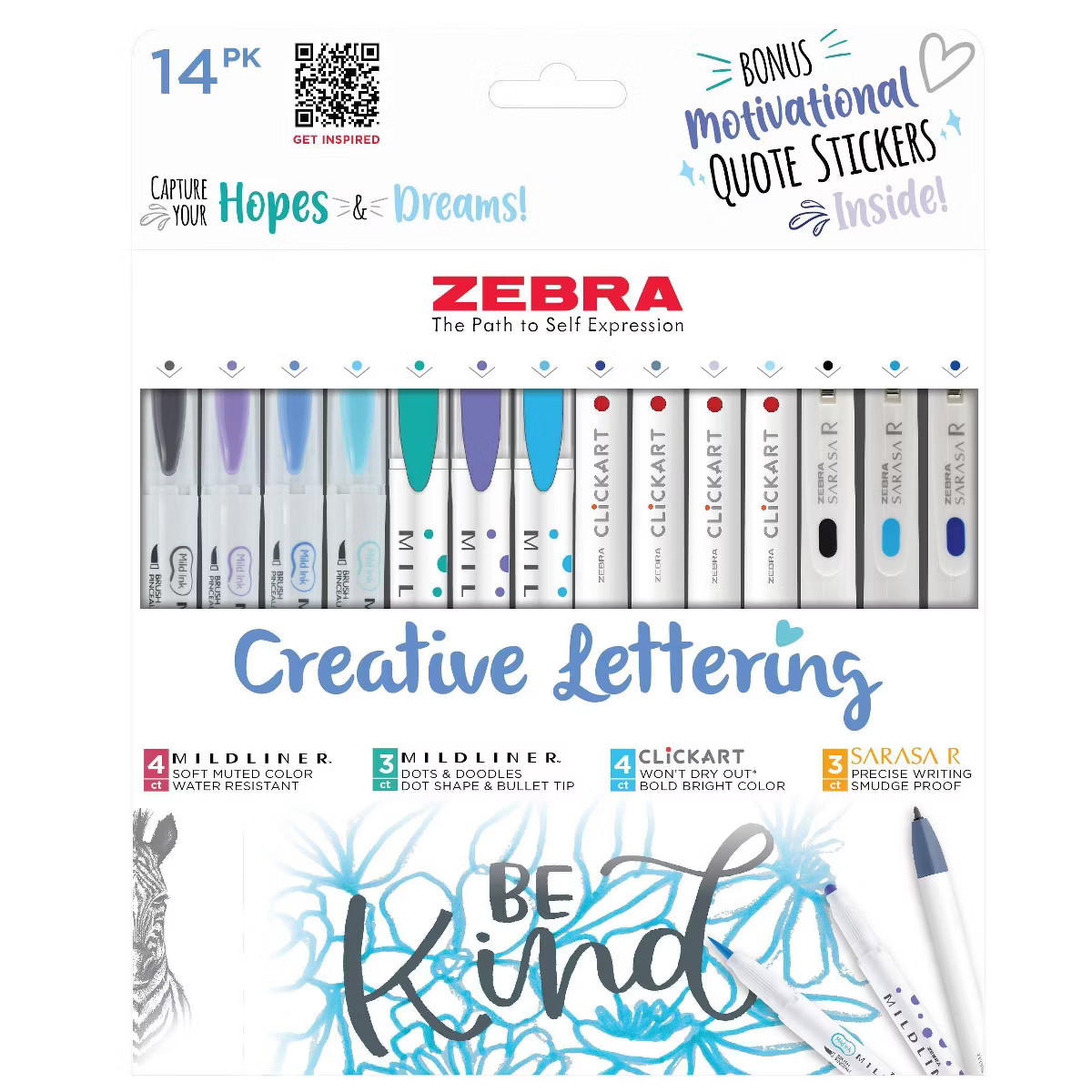Zebra 14pk Creative Lettering Writing Set Artist Markers Gifting | Target