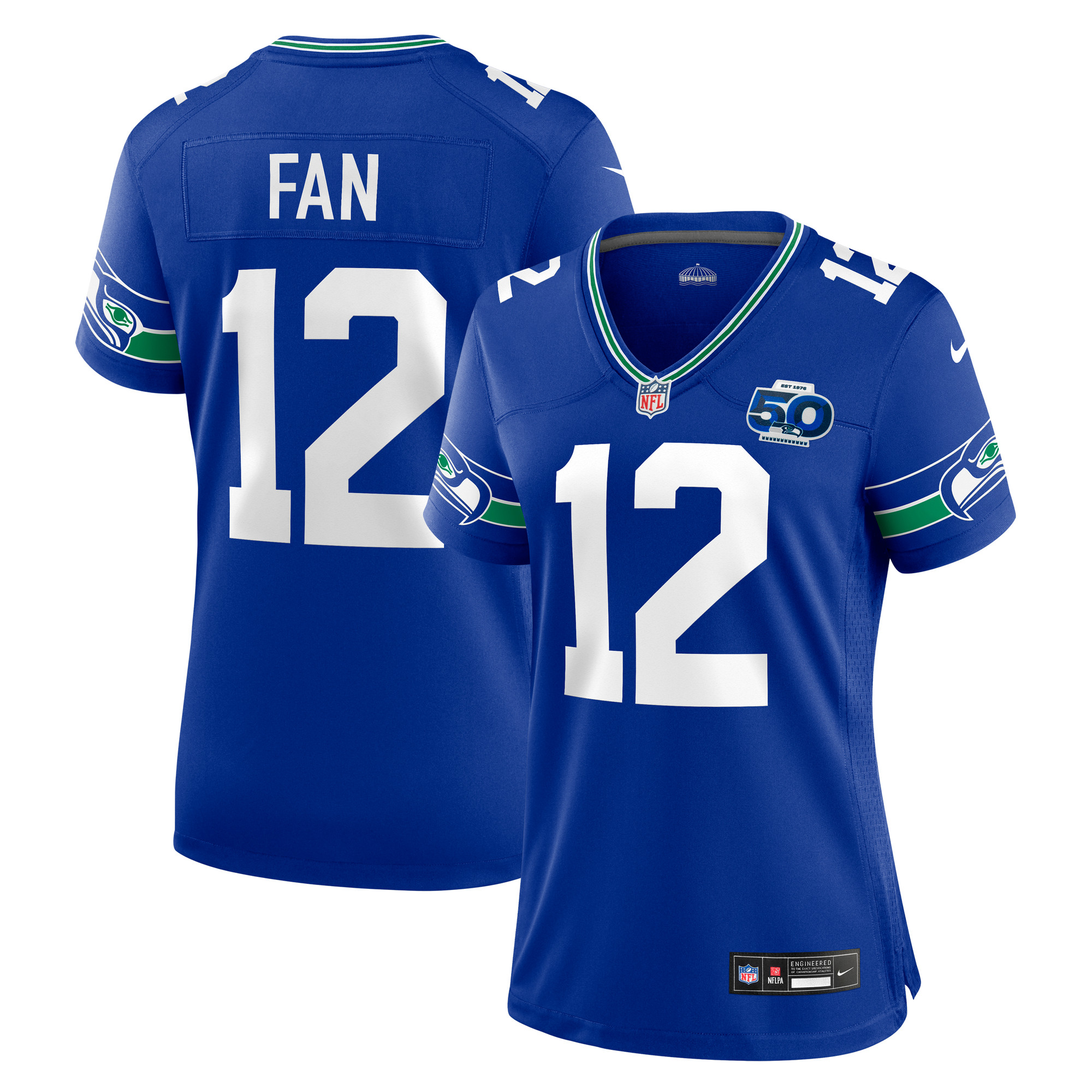 Women's Nike 12 Fan Royal Seattle Seahawks Alternate 2 50th Season Game Jersey | Fanatics