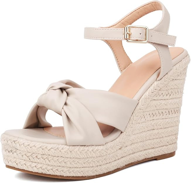 Womens Bowknot Espadrilles Wedges Sandals Ankle Strap Platform Sandals | Amazon (US)
