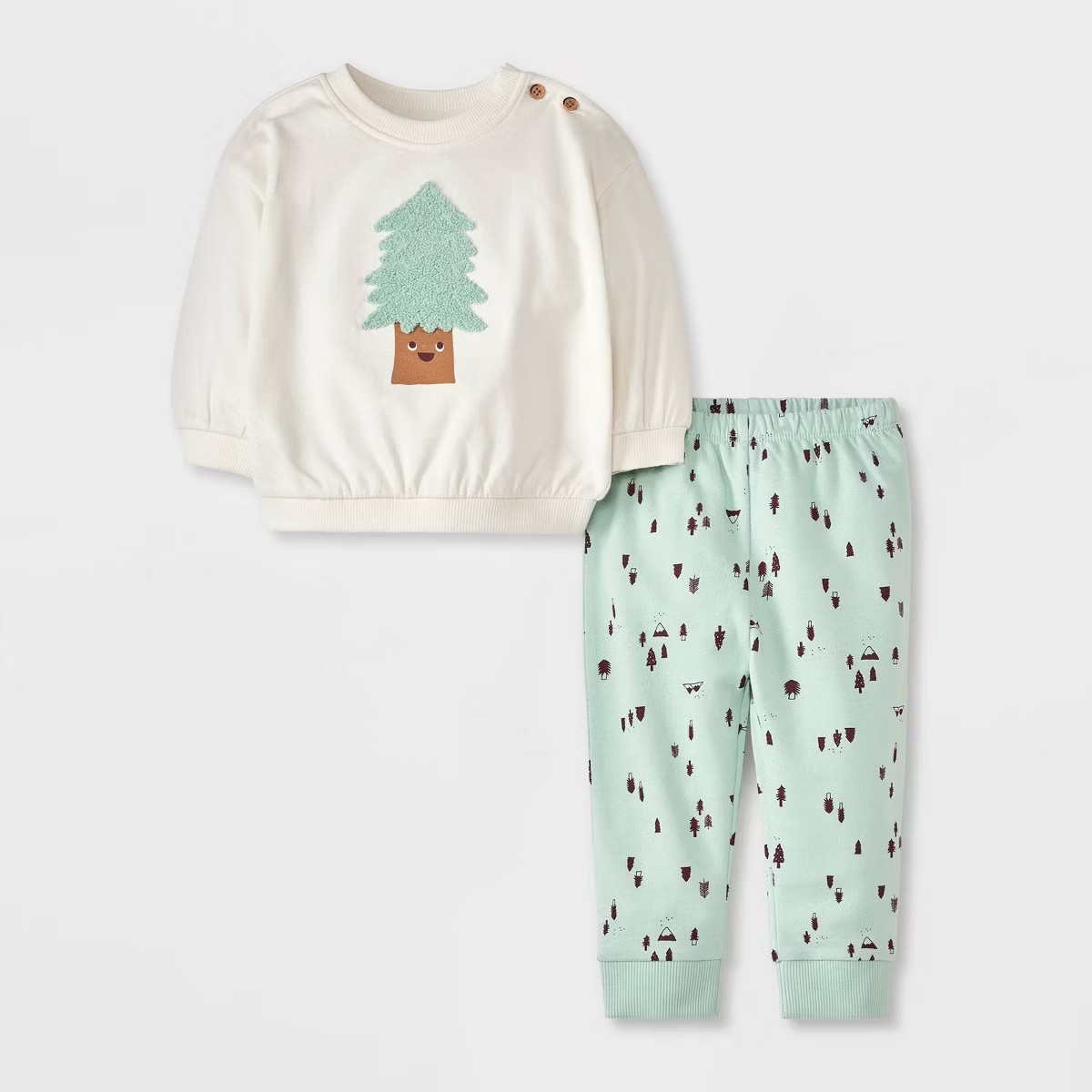Baby Tree Fleece Sweatshirt & Fleece Jogger Pants Set - Cat & Jack™ Cream | Target