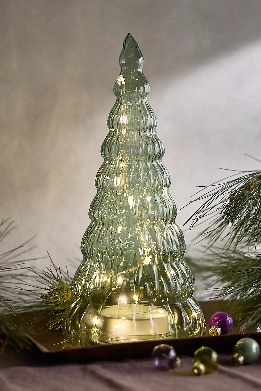 Pre-Lit LED Glass Tree, Green | Anthropologie (US)