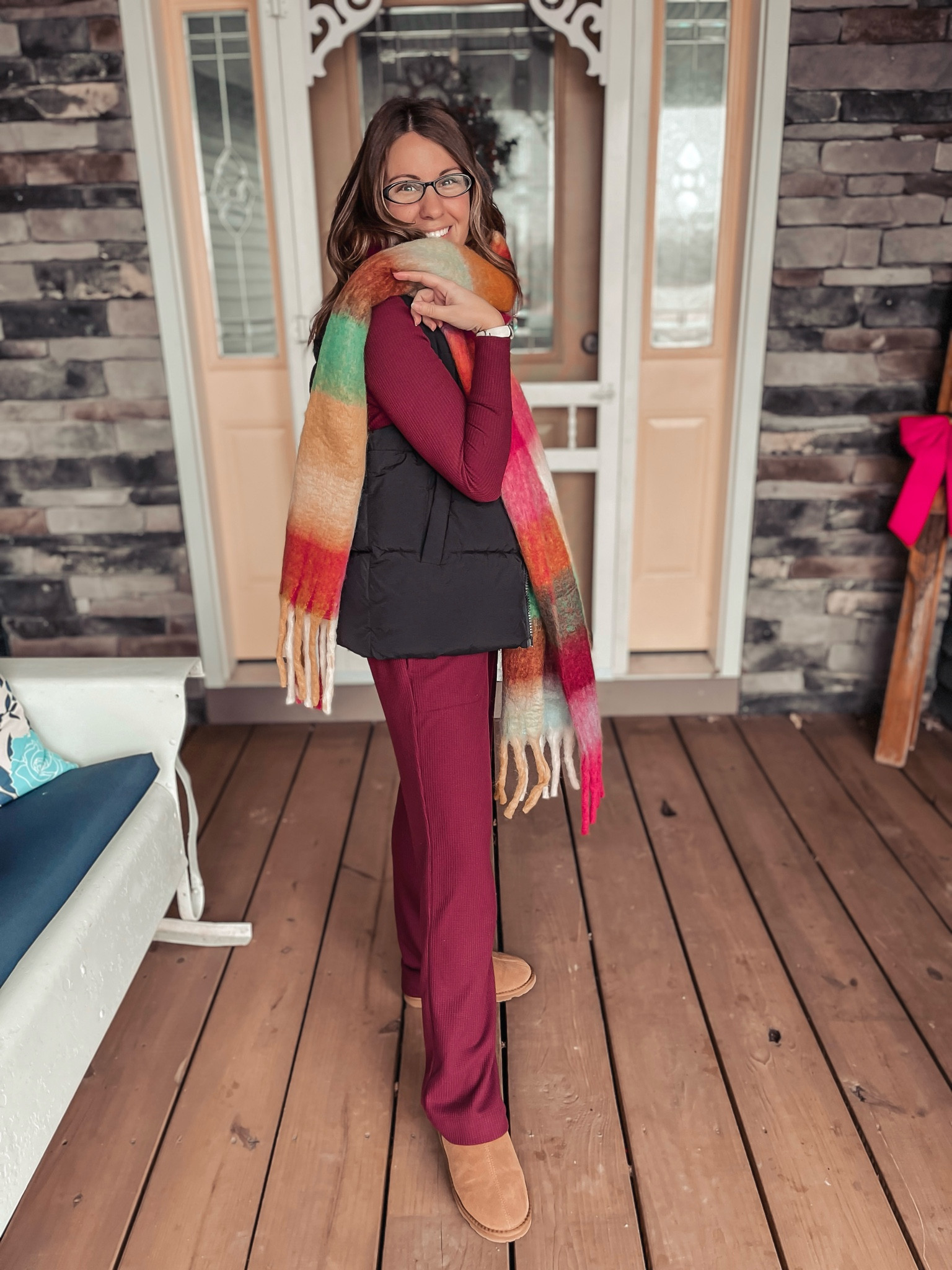 Wearing an xs in this waffle set (it’s older so I linked similar styles) and a small in my black puffer vest. Loving this colorful scarf from Amazon and it’s so affordable. 

#LTKfindsunder50 #LTKstyletip 

#LTKSeasonal