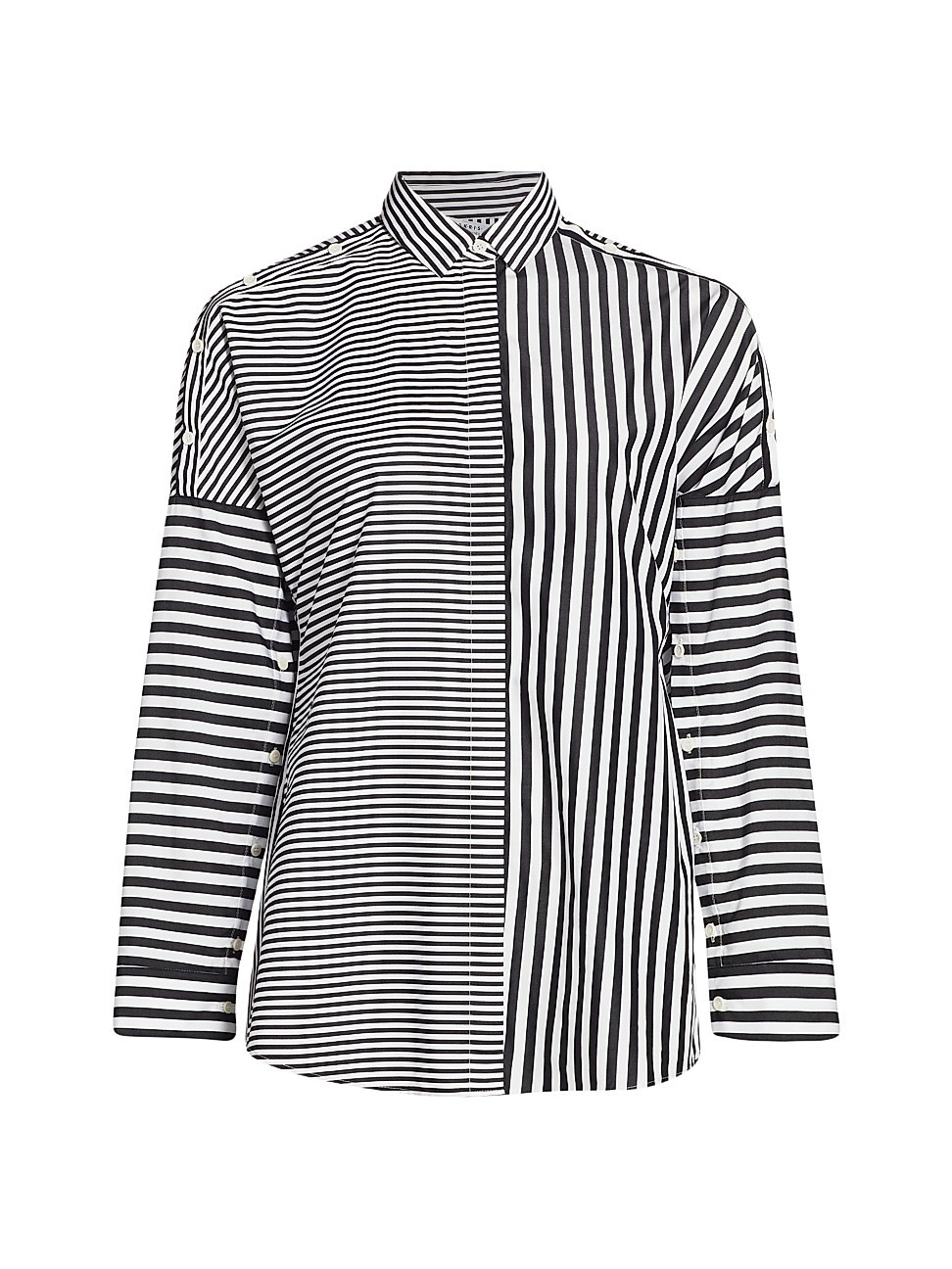 Akris punto Women's Cotton Multi-Stripe Blouse - White Black - Size 4 | Saks Fifth Avenue