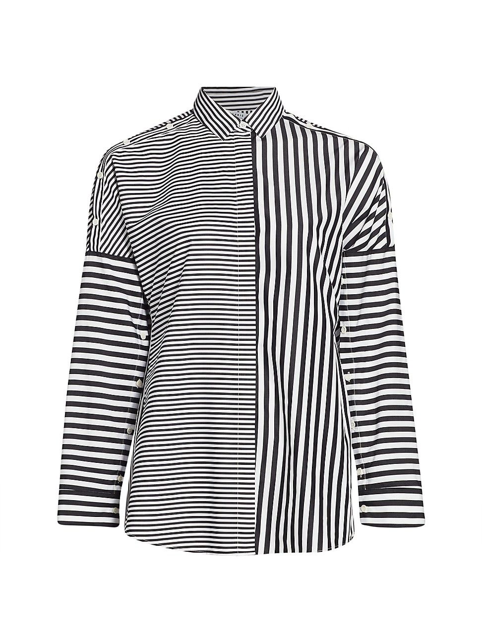 Akris punto Women's Cotton Multi-Stripe Blouse - White Black - Size 4 | Saks Fifth Avenue