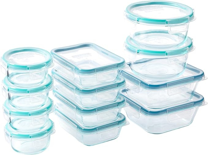 Snapware Total Solution 24-Pc Glass Food Storage Container Meal Prep Set with Plastic Lids, 4-Cup... | Amazon (US)