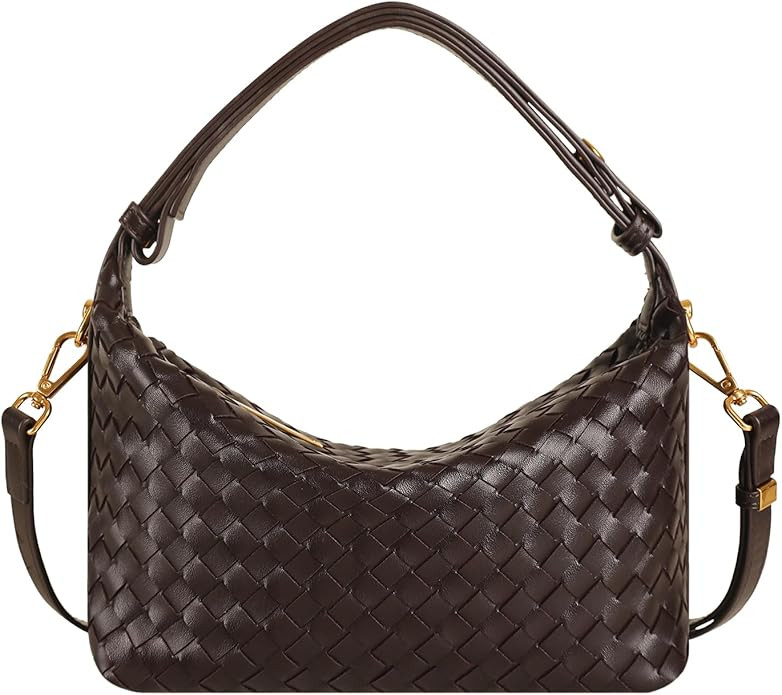 Vegan Leather Woven Tote Bag, Leather Braided Purse Clutch Purse, Woven Top-Handle Shoulder Handb... | Amazon (US)