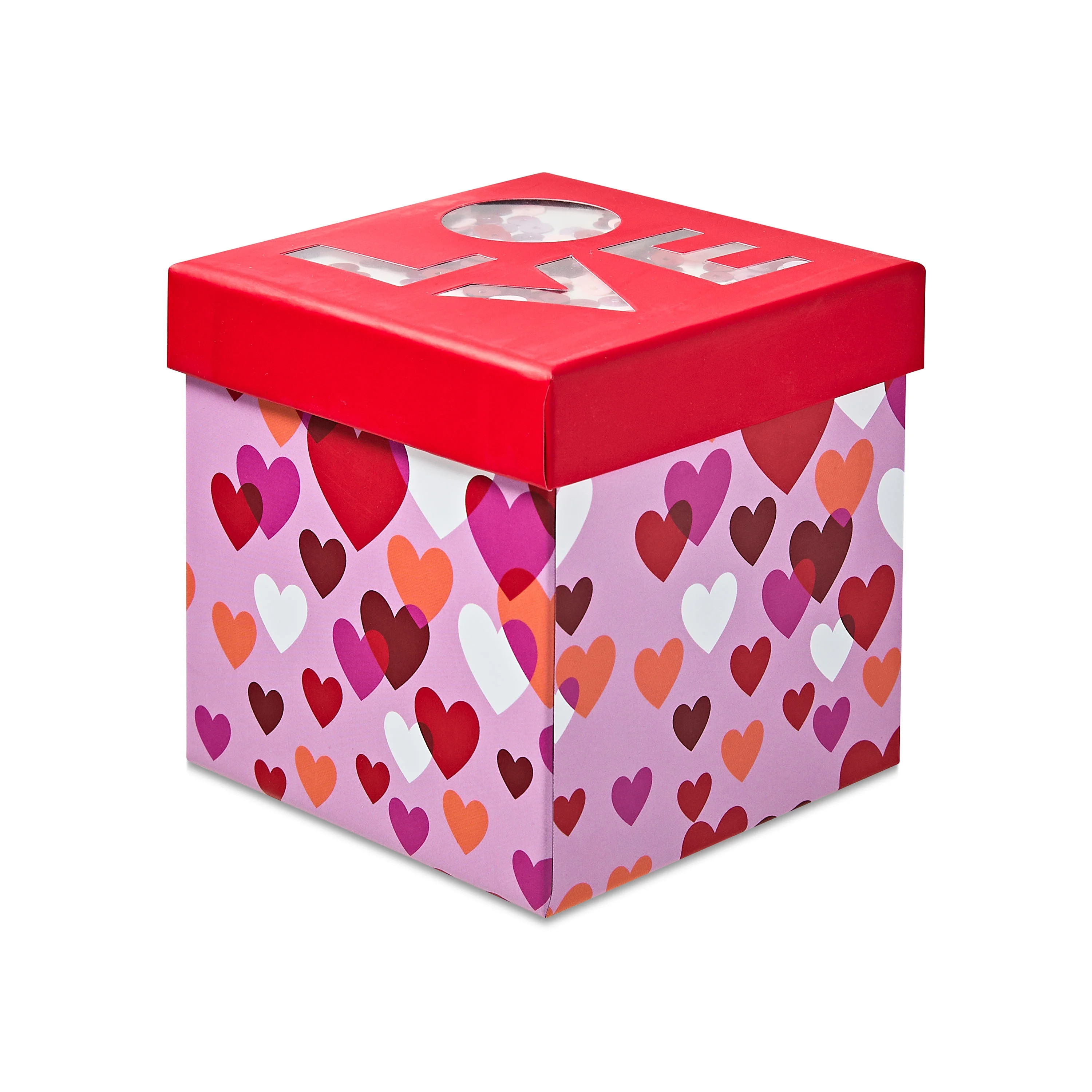 Valentine's Day Small Square Love Confetti Gift Box, Red, 4 in x4 in x 3.75 in, by Way To Celebra... | Walmart (US)