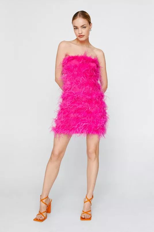 Feather Bandeau Mini Dress | Nasty Gal (US)