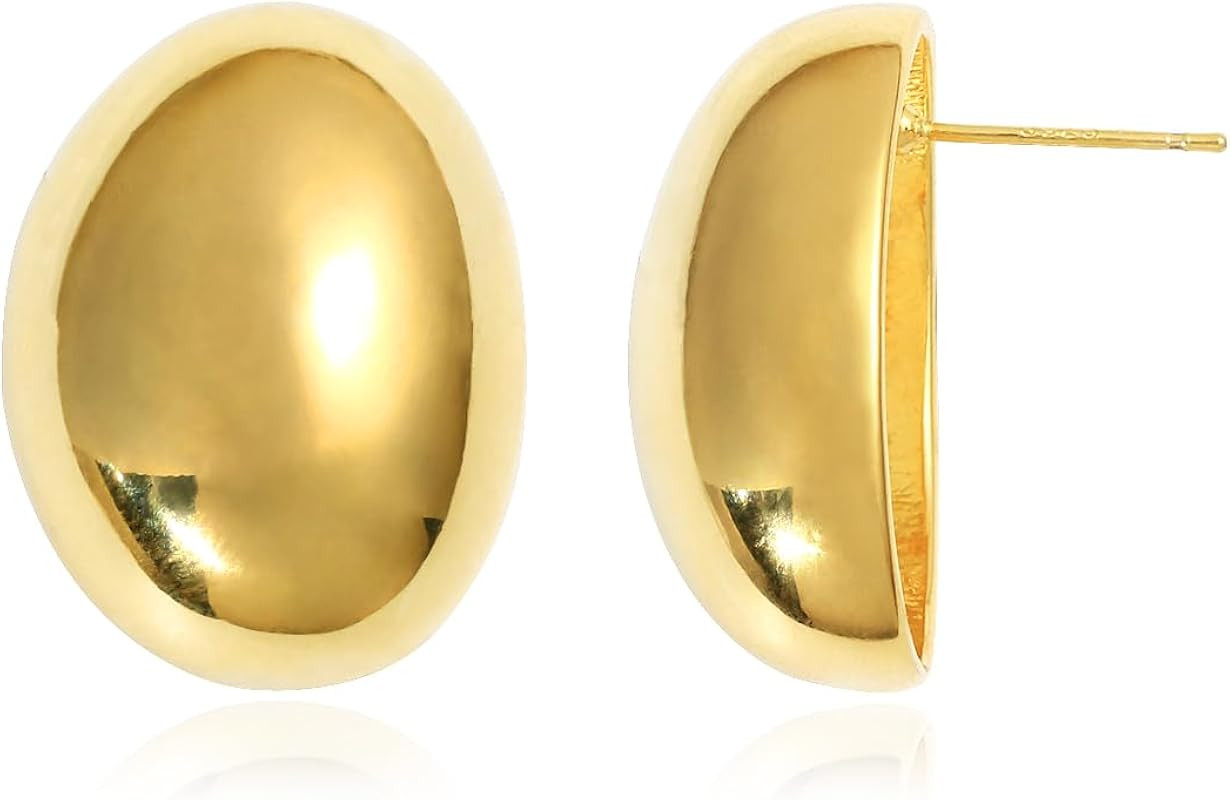 KELMALL Chunky Gold Hoop Statement Earrings for Women Thick 18k Gold Plated Oversized Open Hoops ... | Amazon (US)